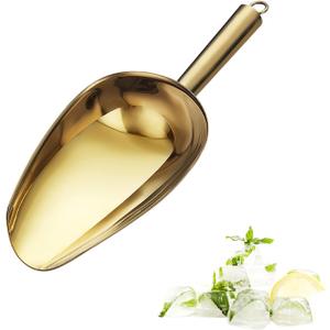 Stainless Steel Ice Scoop 6OZ Small Food Candy Scoop for Kitchen Bar Party Wedding Metal Ice Scooper for Ice Bucket Gold, Glass Cylinder vases for Centerpieces, Clear Ribbed Bud Vases for Wedding Decorations, Floral Vase Bulk Flower vases, Tall Glass Hurricane Candle Holder for Table Shelf, Party(Ribbed)