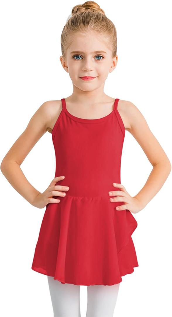 Stelle Toddler Ballet Outfit for Girls Sleeveless Gymnastics Dance Leotard | Camisole Leotards for Girls with Skirt, Spaghetti Strap, Soft Stretch Fabric, Dance Studio, Gymnastics, Outdoor Daily Wear