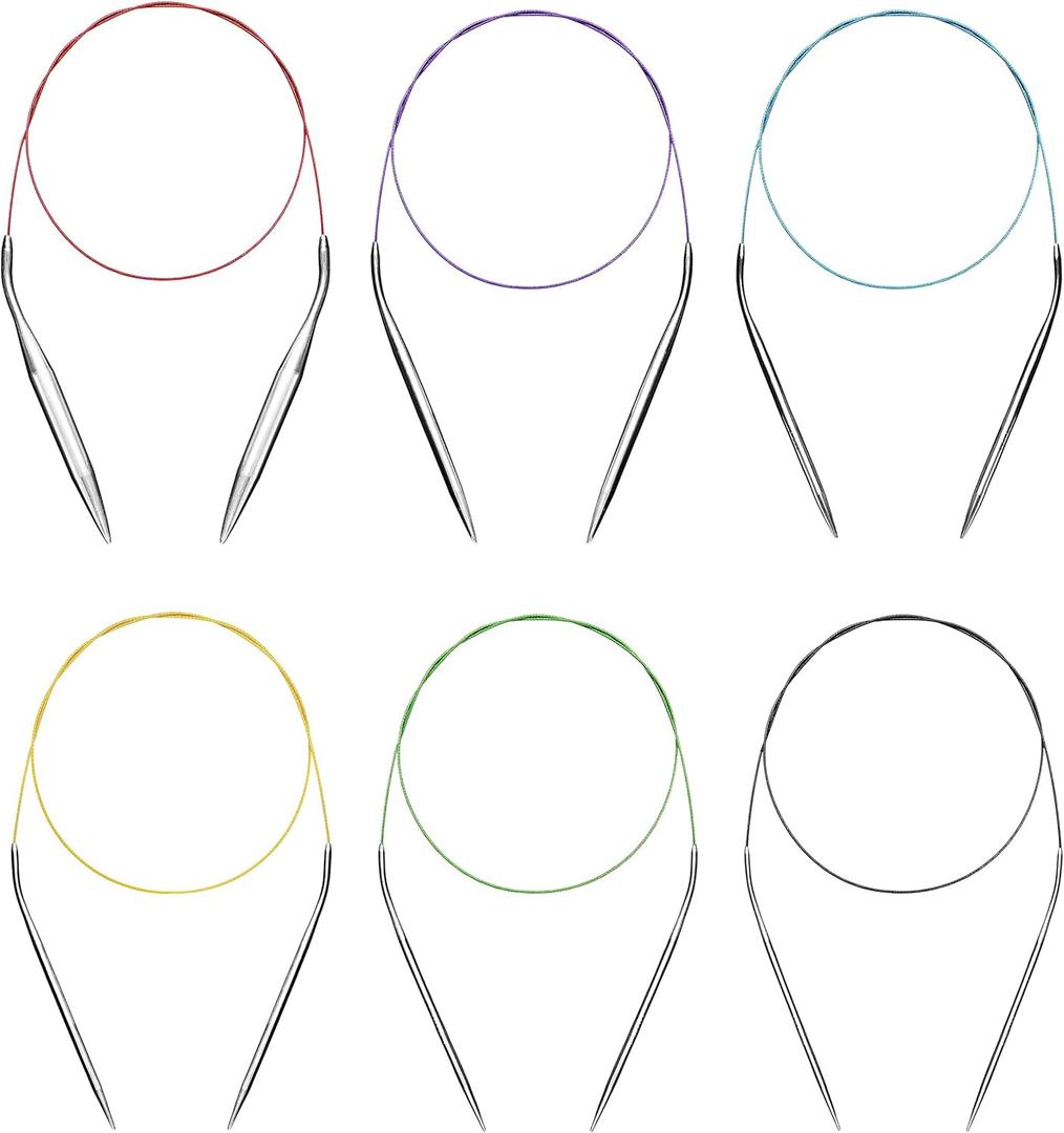 Circular Knitting Needles Set Round Needle Metal Magic Loop 40 Inch Size 15 11 9 7 4 1.5