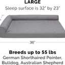 Furhaven Orthopedic Dog Bed for Large/Medium Dogs w/ Removable Bolsters & Washable Cover, For Dogs Up to 55 lbs - Pinsonic Quilted Paw L Shaped Chaise - Titanium, Large