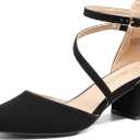 DREAM PAIRS Women's Closed Pointed Toe Low Chunky Heels Pumps Ankle Strap Wedding Business Dressy Shoes Size 11
