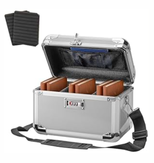 Aluminum Alloy Lock Box with Code, Lockable Storage Box for Medicine, Cash, Phone & Valuables  Childproof, Portable & Durable  12.2 x 7.8 x 6.8 Inch Black  Home, Office, School Use