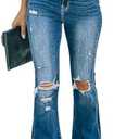 KUNMI Women's Flare Bell Bottom Jeans High Waisted Wide Leg Bootcut Jeans Stretchy Denim Pants Size 8