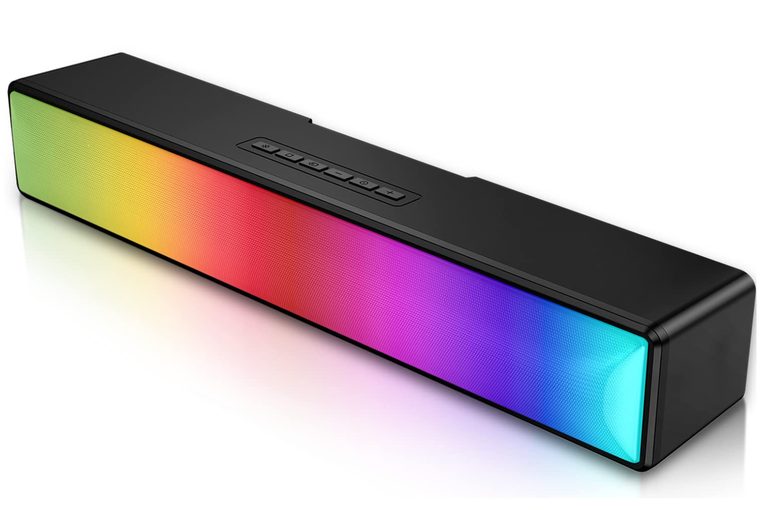 AFK Computer Speakers, Computer Sound Bar with RGB Lights, USB Powered PC Speakers with Stereo Sound, Bluetooth 5.1 and 3.5mm Aux-in Gaming Speakers for Desktop