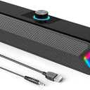 LENRUE Computer Speakers,Wired USBPowered Soundbar with 10W Stereo Sound for PC Desktop,PlugnPlay (A39PRO /Black)