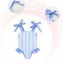 Girl Bathing Suits Adjustable Straps Swimwear Ruffled One Piece Swimsuit Girls with Sun Protection 4-5T Blue Stripe (Blue, S)