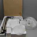 71" Floor Lamp with White Marble Glass Shade, Silver