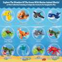 Building Block and Card Valentine Gifts 30 Building Blocks and 30 Cards for Kids' Party Favors, Birthday Gifts, Classroom Exchange Prizes, and Holiday Goodie Bags, Ocean Animal (Navy)