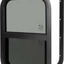 NOVINO RV Windows for Cargo Trailer, 15" W x 22" H RV Camper Cargo Trailer Windows Replacement, Vertical Sliding,Fit 15/16" or 1-3/8" Thick Wall,Allow Error 1/16,DOT Approved