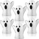 Bencailor Halloween Ghost Table Decorations Halloween Honeycomb Centerpieces Ghost Table Centerpiece Halloween Party Decoration Ghost Table Topper for Halloween Party Home Room Desk Decor (6 Pcs) (White)