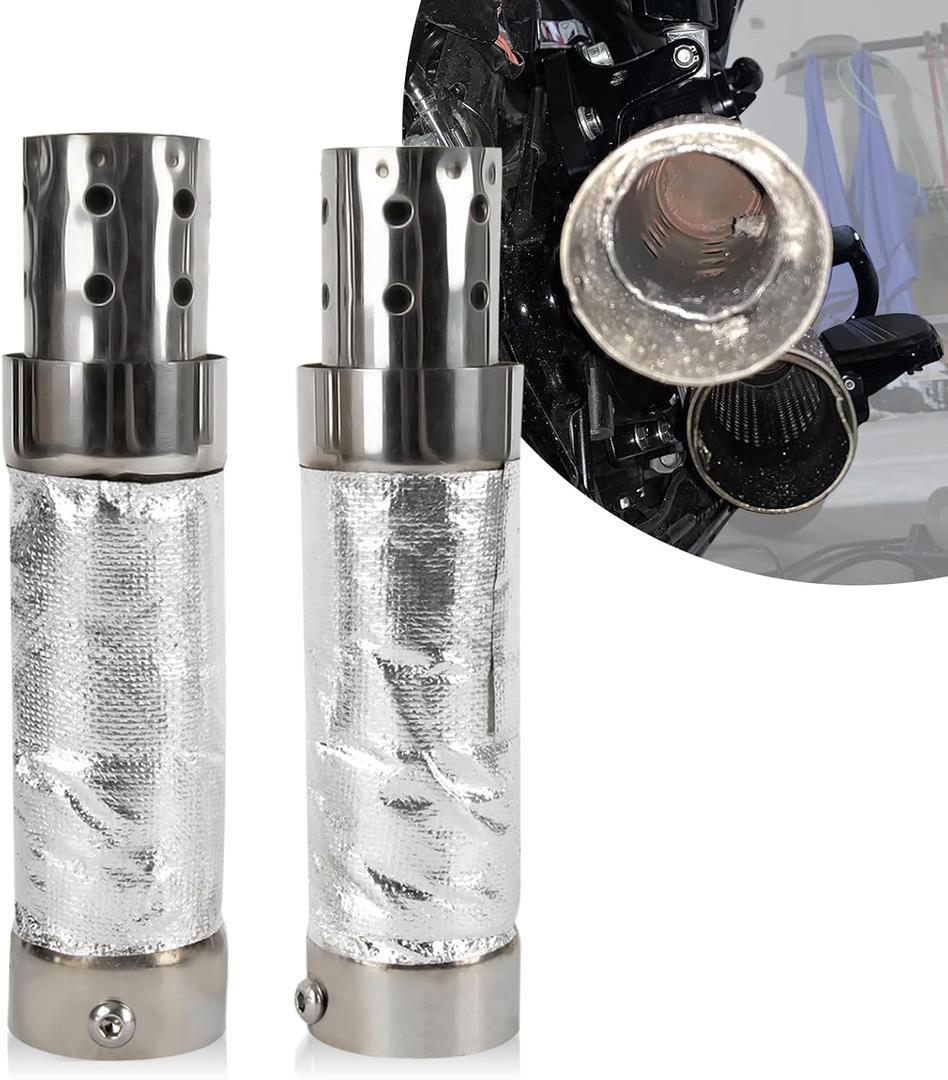 PSLER Motorcycle Exhaust Quiet Baffle Noise Eliminator Universal for Shortshots Staggered and Sideshots 2 Inch Exhaust Systems 1 Pair
