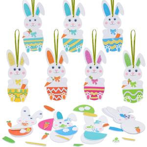 Fennoral 12 Pack Bunny Craft for Kids Make You Own Rabbit Foam Stickers Ornament DIY Easter Arts and Crafts for Party Decoration Easter Gifts