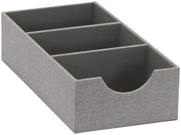 Household Essentials Grey 727-1 Deep 3 Section Drawer Organizer Box for Storage | 12 in x 6.13 in x 3.13