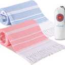 2 Packs Turkish Beach Towels Quick Dry Sand Free Soft Absorbent Extra Large Xl Big Blanket Adult Oversized Bath Towel Lightweight Thin Sandless Fast Drying Compact No Sand Packable Vacation Essentials (Thicker Set Petrol Coral)