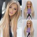 Highlight Ash Blonde Wig Human Hair 13x6 HD Balayage Glueless Wigs 180% Density Ash Brown to Platinum Blonde 18/60 with Brown Roots Highlights Lace Front Wigs Human Hair Pre Plucked with Baby Hair