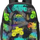 Colorful Monster Truck Toddler Backpack Waterproof Mini Backpack Boys/Girls Cute Small Kindergarten Pre School Bag (Medium)