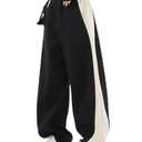 EMMIOL Y2K Baggy Sweatpants for Women, Barrel Leg Joggers, High Waisted Wide Leg Lounge Pants with Pockets Black, 2XL