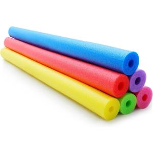 Hollowfly 6 Pack Pool Noodles Swimming Floating Foam Tube Small Hollow Bright Swimming Pool Noodles Bulk Heavy Duty for Adults (Colorful, 40 x 1.6 Inch)