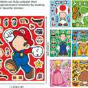 24 Sheets 5.8x4.4 DIY Make a Face Mario Stickers for Teens, Make Your Own Mixed & Matched with 8 Designed Characters(3 of Each) Sticker for Birthday Party Supplies Favors Class Reward (Mario)