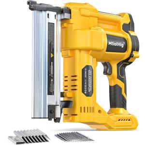 Cordless 2" Brad Nailer Compatible with Dewalt 20V Battery (No Battery), 2-in-1 Electric Nail Gun/Staple Gun, 18 Gauge Nail Gun Battery Powered with 1000 Nails for Wood Carpentry