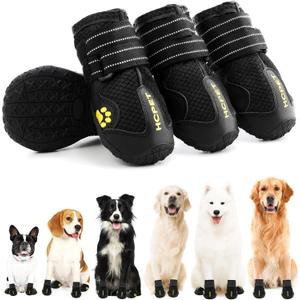 Hcpet Dog Shoes, Dog Boots for Large Dogs, Waterproof Dog Booties Paw Protector for Summer Hot Pavement, Winter Snowy Day, Outdoor Walking, Indoor Hardfloors Anti Slip Sole Black Size 7 (#7 (width 2.75 inch) for 63-78 lbs)