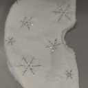 Sattiyrch Small Christmas Tree Skirt 18in, with Silver Snowflakes, Faux Fur White Xmas Tree Skirt for Christmas Tree (Silver Snowflakes, 18in)