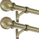 Antique Bronze Curtain Rods for Window 28-48 Inch, Curtain Rods 2 Pack, Decorative Curtain Rod with Ball Finials, 1 Inch Diameter Heavy Duty Curtain Rod, Adjustable Single Drapery Rod Antique Bronze