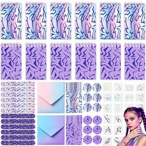 84 Pcs Kpop Birthday Party Favors With Mini Notepads, Greeting Cards with Envelopes Stickers, Slap Bracelets, Temporary Tattoos, Kpop School Supplies Goodie Bags Set for Girls Fans