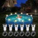 Pool Lights for Above Ground Pools, Energy Saving Waterproof LED Pool Solar Lights, Warm White Light at Night Decor for Frame Swimming Pools, Trampoline, Pool Enclosure Lighting Decor (6PCS) (Clear)