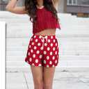 Red and White Polka Dot Womens High Waist Shorts Loose Wide Leg Shorts (XXXL)