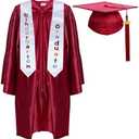 Newrara Kindergarten Graduation Cap and Gown Stole Package for Kids Color: Maroon Size 24"
