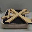 LUE BONA Square Linen Makeup Stool, Metal X Legs, Small Ottoman Stool Chair for Vanity, Modern Padded Seat Foot Rest for Makeup Room, Bathroom