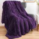 GONAAP Fuzzy Faux Fur Throw Blanket Purple Super Soft Cozy Plush Fuzzy Shaggy Blanket for Couch Sofa Bed (Purple, Throw(50"x60"))