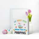2 x He Sees You When You'Re Pooping Wooden Box Sign, Home Bathroom Decor, Farmhouse Kitchen Bathroom Shelf Table Decoration, Easter Decorations Gift 5 x 5 Inch