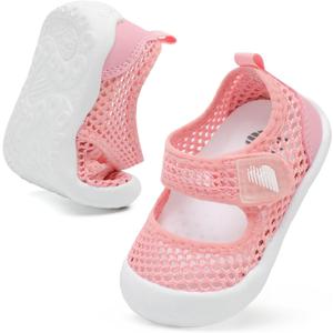 BARERUN Toddler Water Shoes Barefoot Water Shoes for Kids Baby Wide Aqua Socks with Arch Support Quick-Dry Breathable Boys Girls Sandals Walking Shoes for Beach Swim Pool Shoes (12-18 Months Infant, Knit Pink)