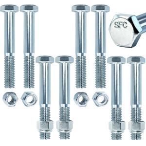 Fgruh 8 Pack Grade 2 Shear Bolts with Nylock Nuts, 1/2"-13 x 3-1/2" Shear Bolts for Rotary Cutters Tractor, Half Thread