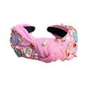 Valentine's Headbands for Women, Valentine's Day Headband, Heart Pink Heart Rhinestone Knotted Headband, Valentine's Sparkly Wide Hairband, Cute Valentine Gifts for Teachers, Girls, Birthday & Party