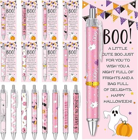 32 Sets Halloween Ghost Ballpoint Pens with Witch Little Boo Greeting Cards Trick or Treat Ballpoint Gifts for Halloween Party Decorations and Festive Gift Wrapping(Multicolor,Bat)