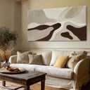 Hand-Painted Abstract Canvas Art – Neutral Beige, Brown, Taupe Textured Modern Wall Art for Living Room, Bedroom, Office, Ready to Hang, 24×48 in
