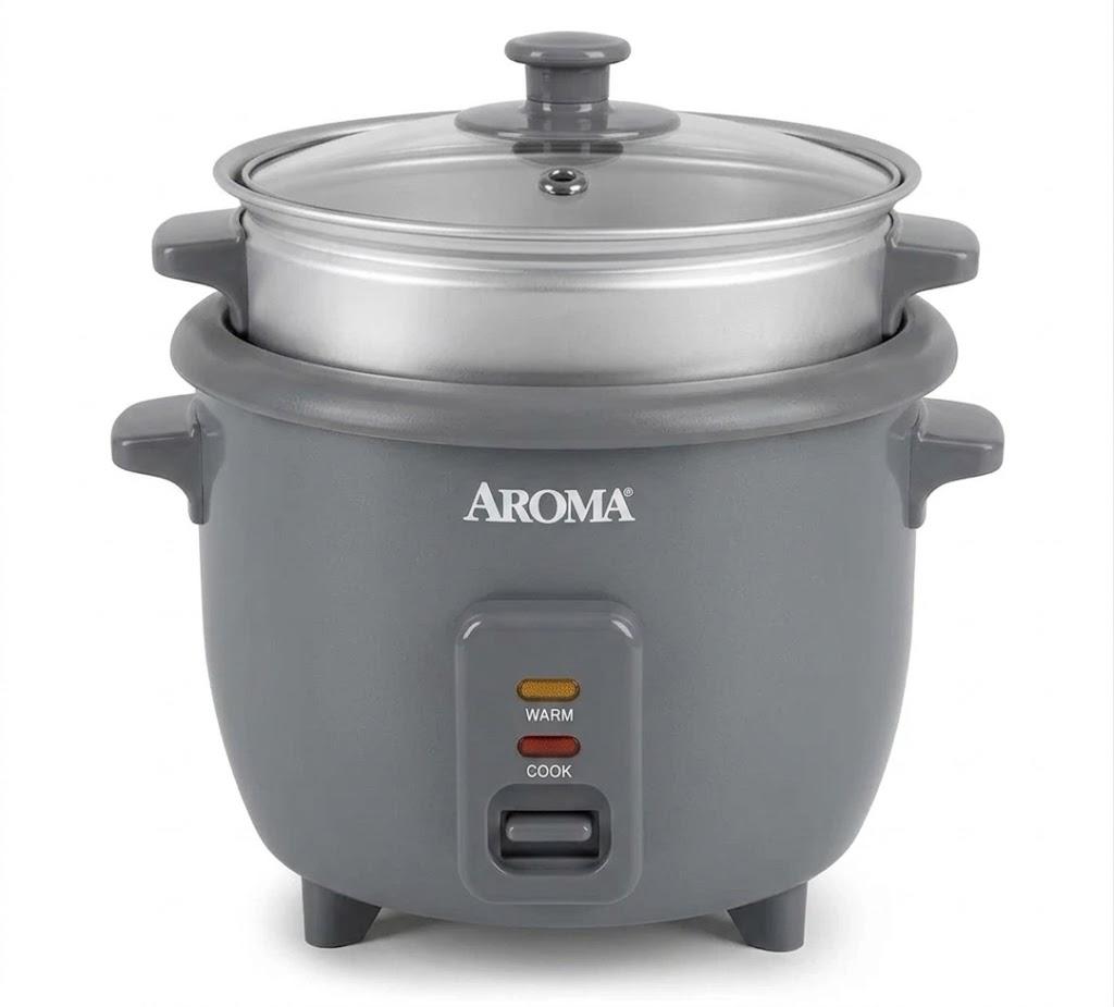 Aroma ARC-363-1NGB - 3 Uncooked/6 Cups Cooked - Rice Cooker + Steamer - Gray