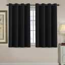 H.VERSAILTEX Blackout Curtain for Living Room Small Window Kitchen Blackout Curtains 45 inch Length Energy Saving Solid Grommet Blackout Drape, One Panel, Jet Black, 52" W x 45" L