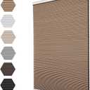 Changshade Blackout Cordless Cellular Shades for Windows,Honeycomb Blinds with Thermal Insulation,UV Protection,Child Safe,Privacy Light Control,Easy to Install（35" W x 72" H,Light Brown）