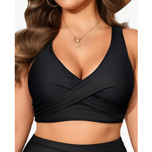 Women Plus Size Bikini Top - Twist Front Swimsuit Top Push Up Full Coverage Bathing Suit 2025 Swim Bra for Large Bust, Size M