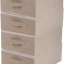 Decorative Storage Boxes for Organizing Clothes in a Dresser Collapsible Fabric Storage Bins Organizer Set with Handles for Bedding Clothes Toys Socks and More (4 Pack Beige)