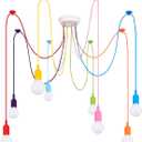 Colorful Spider Chandelier, Kids Ceiling Light Fixture, Ajustable DIY Pendant Lamp for Boys Girls Bedroom Playroom Classroom Dining Room, E26 8 Arms Lights