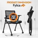 Foldable Office Chair with PU Wheels and Smooth Armrest-Ergonomic Mesh Bouncing Back, Stackable Conference Room Chair, Office Guest & Reception & Meeting Chair (Black)