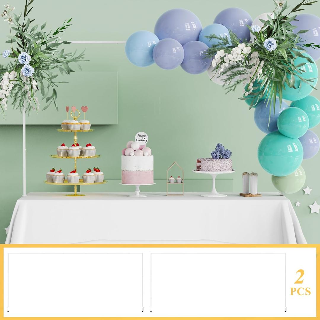 Over the Table Rod Stand with Clamps Adjustable 13''-42'' Tall 29"-98" Length Set of 2 White Table Arch Hanging for Wedding Birthday Party Halloween Christmas Decoration