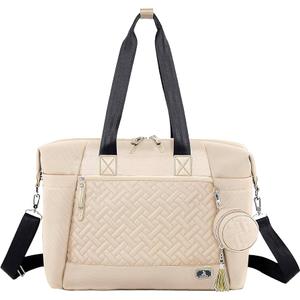 Dikaslon Diaper Bag Tote, Large Travel diaper tote for Mom and Dad, Multifunction baby tote bag for Boys and Girls with Pacifier Case and Changing Pad, White