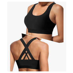 Sports Bras for Women, Criss Cross Back Medium Support Bras for Large Bust, Strappy Yoga Workout Bra with Pads, Small