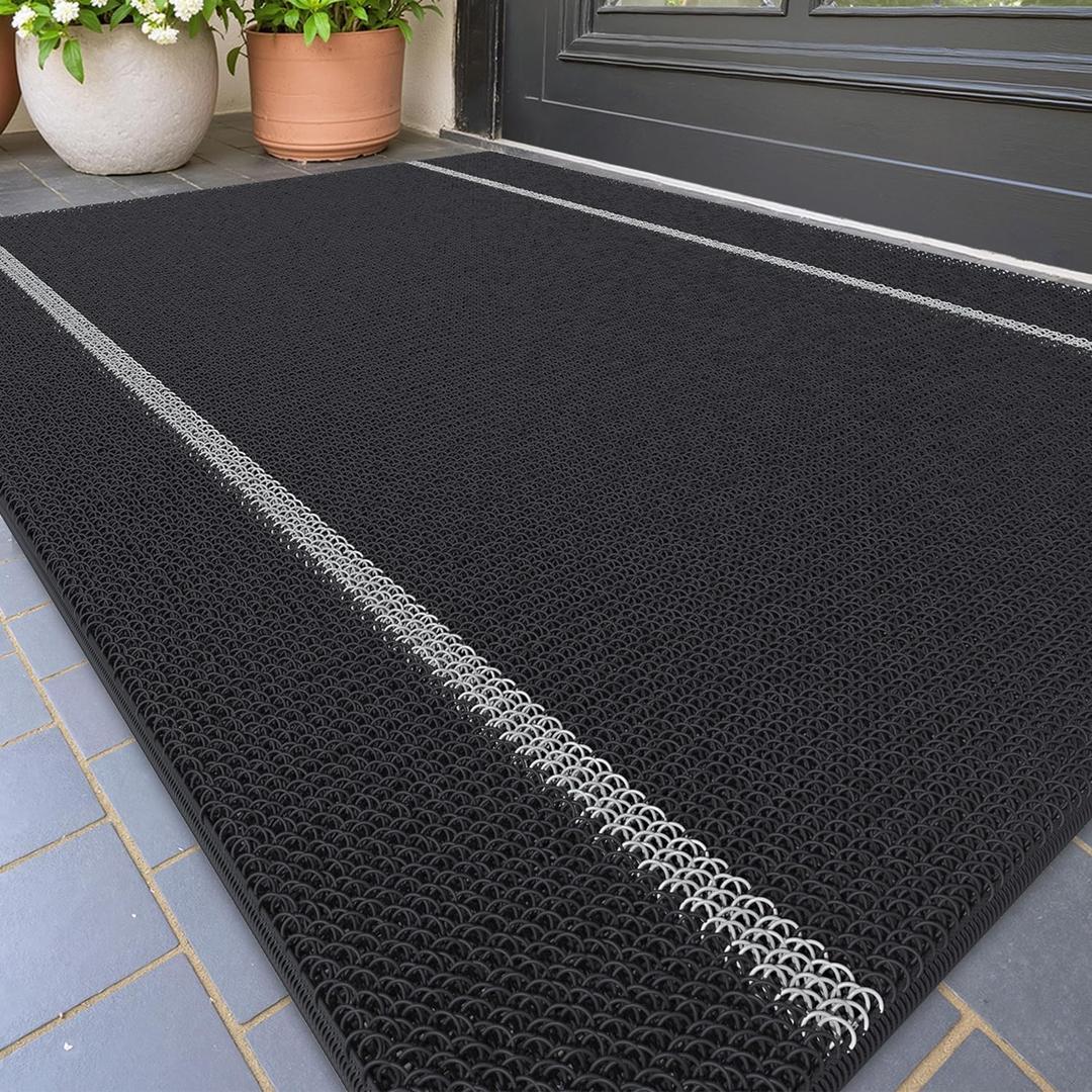Color&Geometry Front Door Mats Outdoor Doormat for Outside Entry Home Entrance Back Porch Patio Waterproof | Heavy Duty Non-Slip Outdoors Floor Welcome Matts Exterior - 17"x29" Black